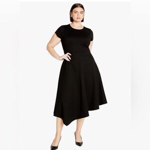 NWT Versatile & flattering! CityChic Ponte fit & flare dress, asymmetrical hem.